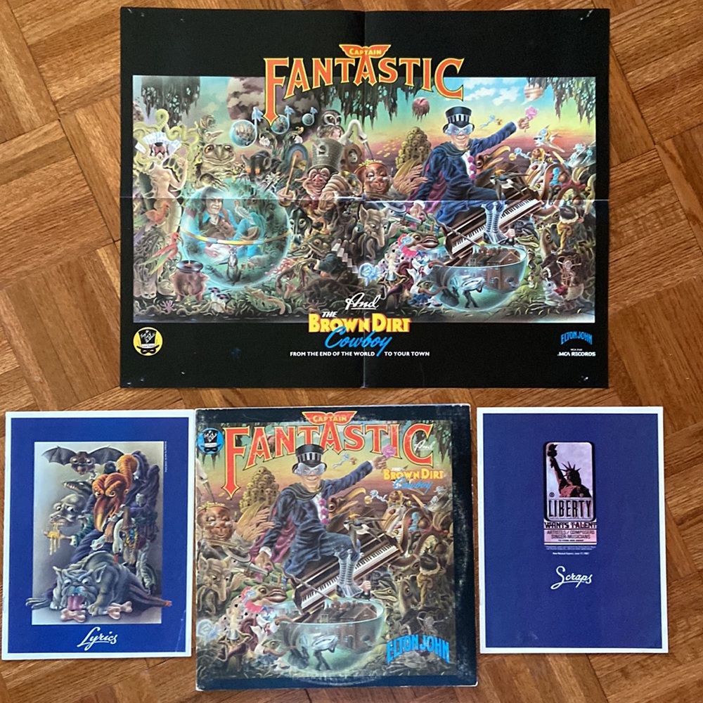 Elton John Captain Fantastic Record Album with Extras 1975